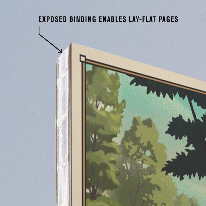 Lined 6x9 Journal, Hot Springs National Park, Lithograph, Lay Flat, 193 Pages, FSC paper Home Lantern Press 