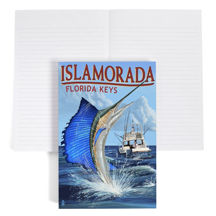 Lined 6x9 Journal, Islamorada, Florida Keys, Sailfish Scene, Lay Flat, 193 Pages, FSC paper Home Lantern Press 