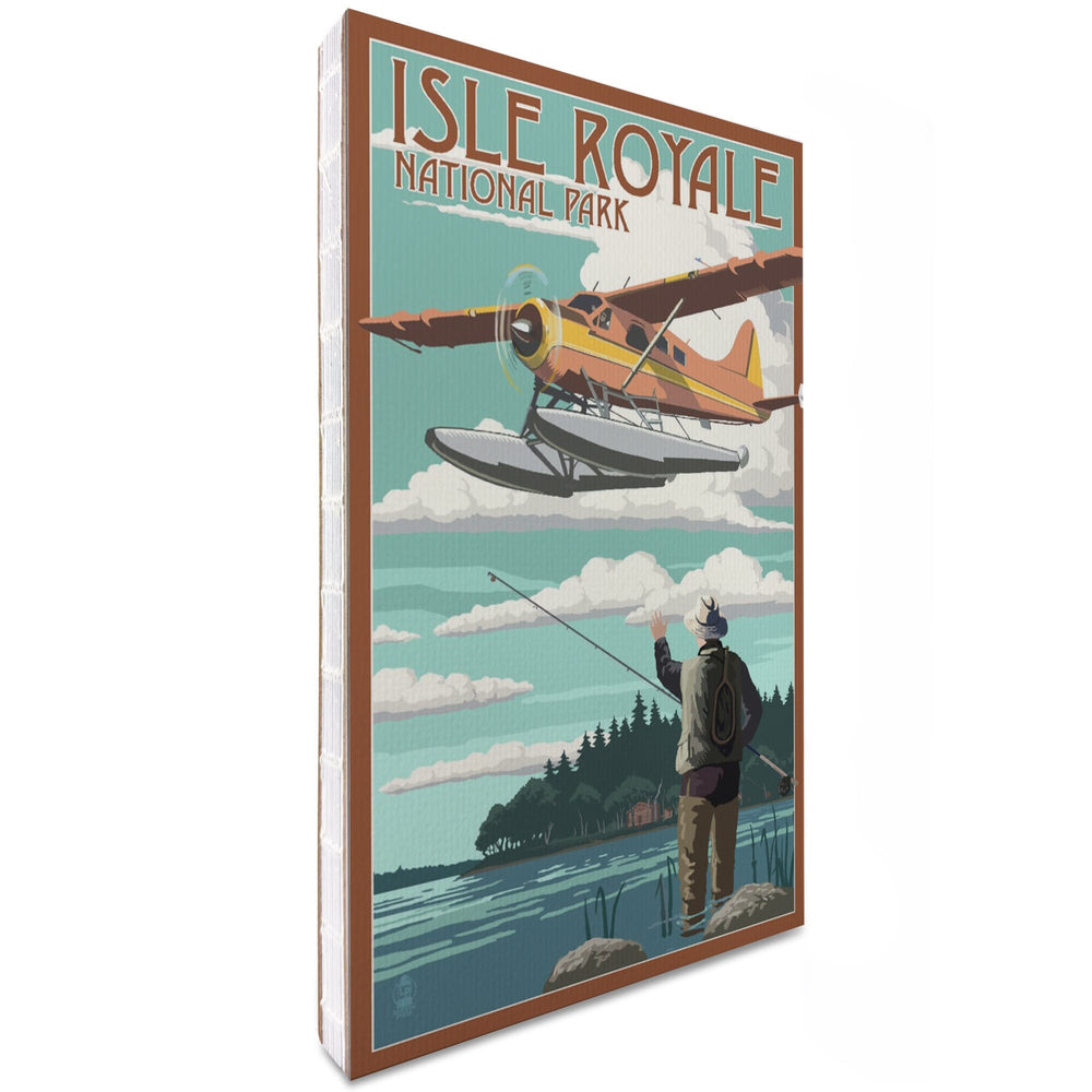 Lined 6x9 Journal, Isle Royale National Park, Michigan, Float Plane and Fisherman, Lay Flat, 193 Pages, FSC paper Home Lantern Press 