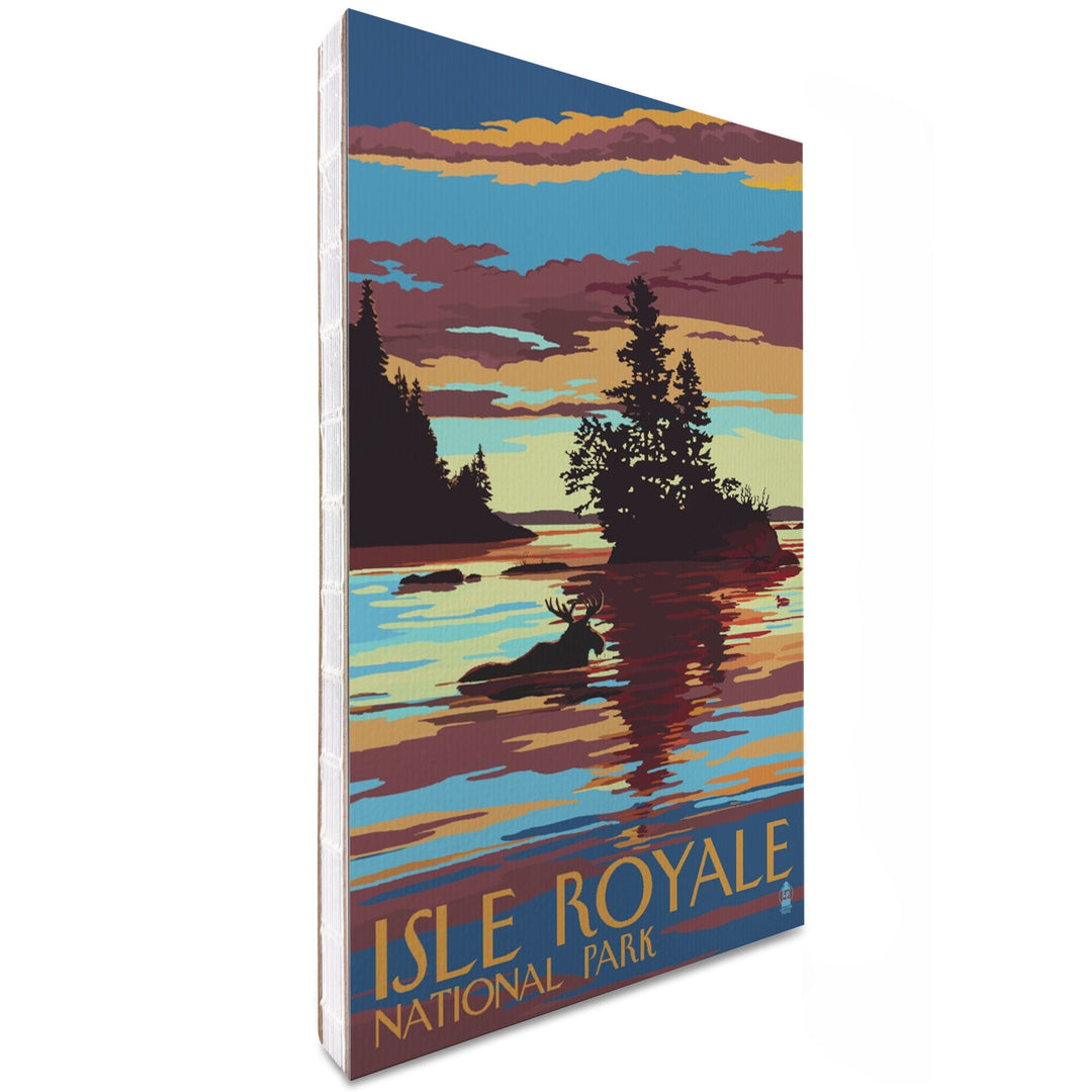 Lined 6x9 Journal, Isle Royale National Park, Michigan, Moose Swimming at Sunset, Lay Flat, 193 Pages, FSC paper Home Lantern Press 