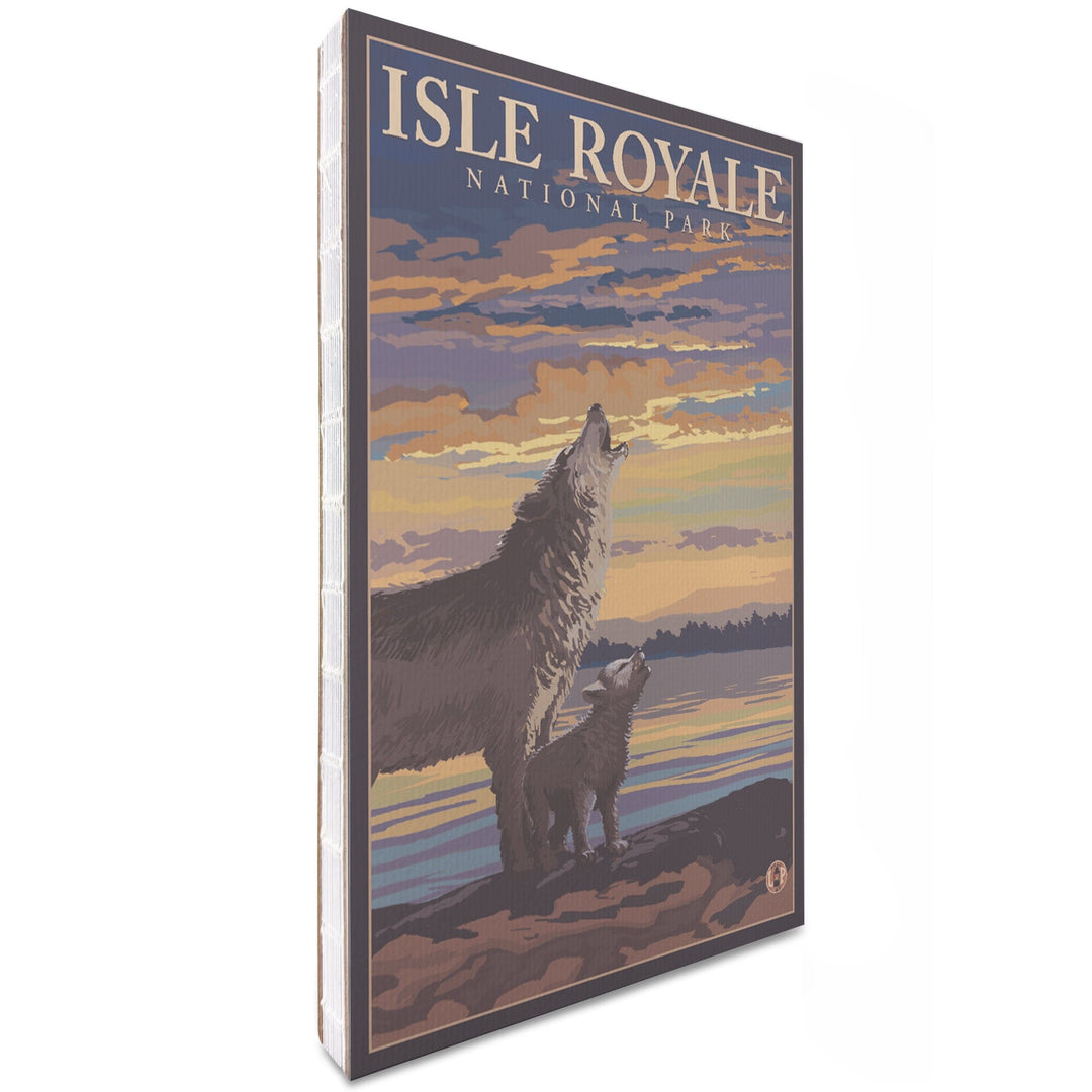 Lined 6x9 Journal, Isle Royale National Park, Michigan, Wolf and Cub, Lay Flat, 193 Pages, FSC paper Home Lantern Press 