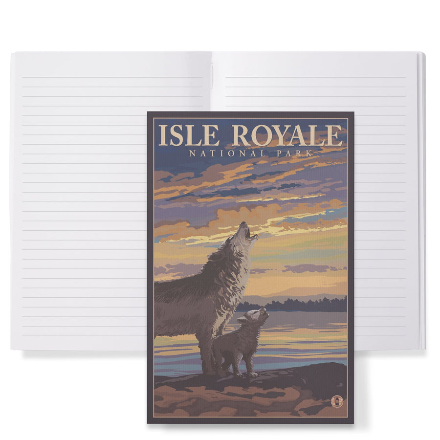 Lined 6x9 Journal, Isle Royale National Park, Michigan, Wolf and Cub, Lay Flat, 193 Pages, FSC paper Home Lantern Press 