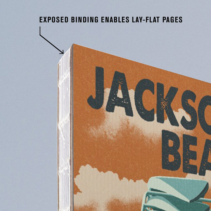 Lined 6x9 Journal, Jacksonville Beach, Florida, Letterpress, Camper Van, Lay Flat, 193 Pages, FSC paper Home Lantern Press 