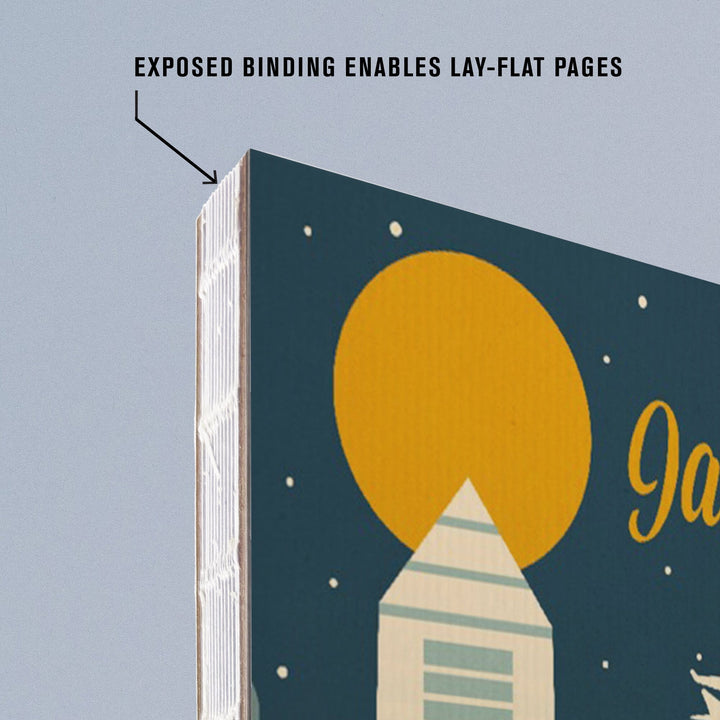 Lined 6x9 Journal, Jacksonville, Florida, Retro Skyline Series, Lay Flat, 193 Pages, FSC paper Home Lantern Press 