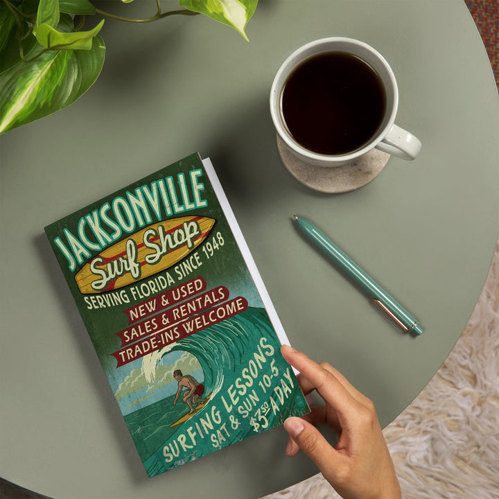 Lined 6x9 Journal, Jacksonville, Florida, Surf Shop Vintage Sign, Lay Flat, 193 Pages, FSC paper Home Lantern Press 