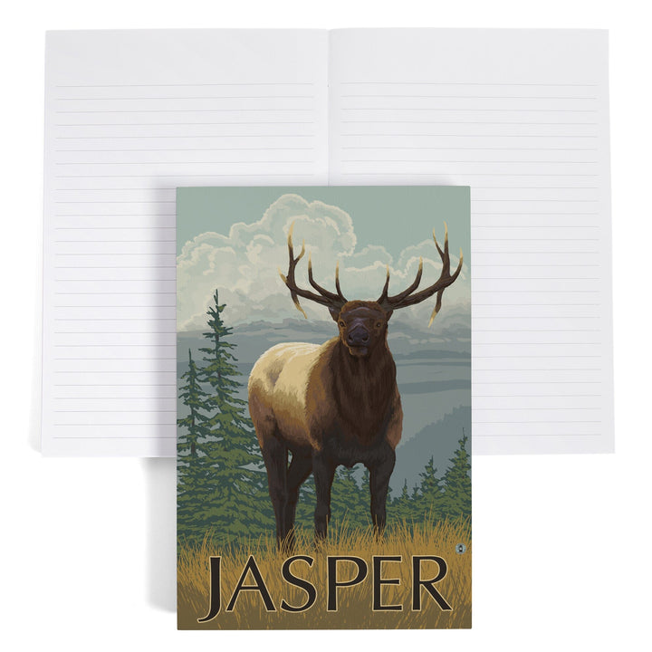 Lined 6x9 Journal, Jasper National Park, Canada, Elk Scene, Lay Flat, 193 Pages, FSC paper Home Lantern Press 