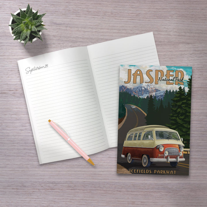 Lined 6x9 Journal, Jasper National Park, Canada, Icefields Parkway, Camper Van, Lay Flat, 193 Pages, FSC paper Home Lantern Press 