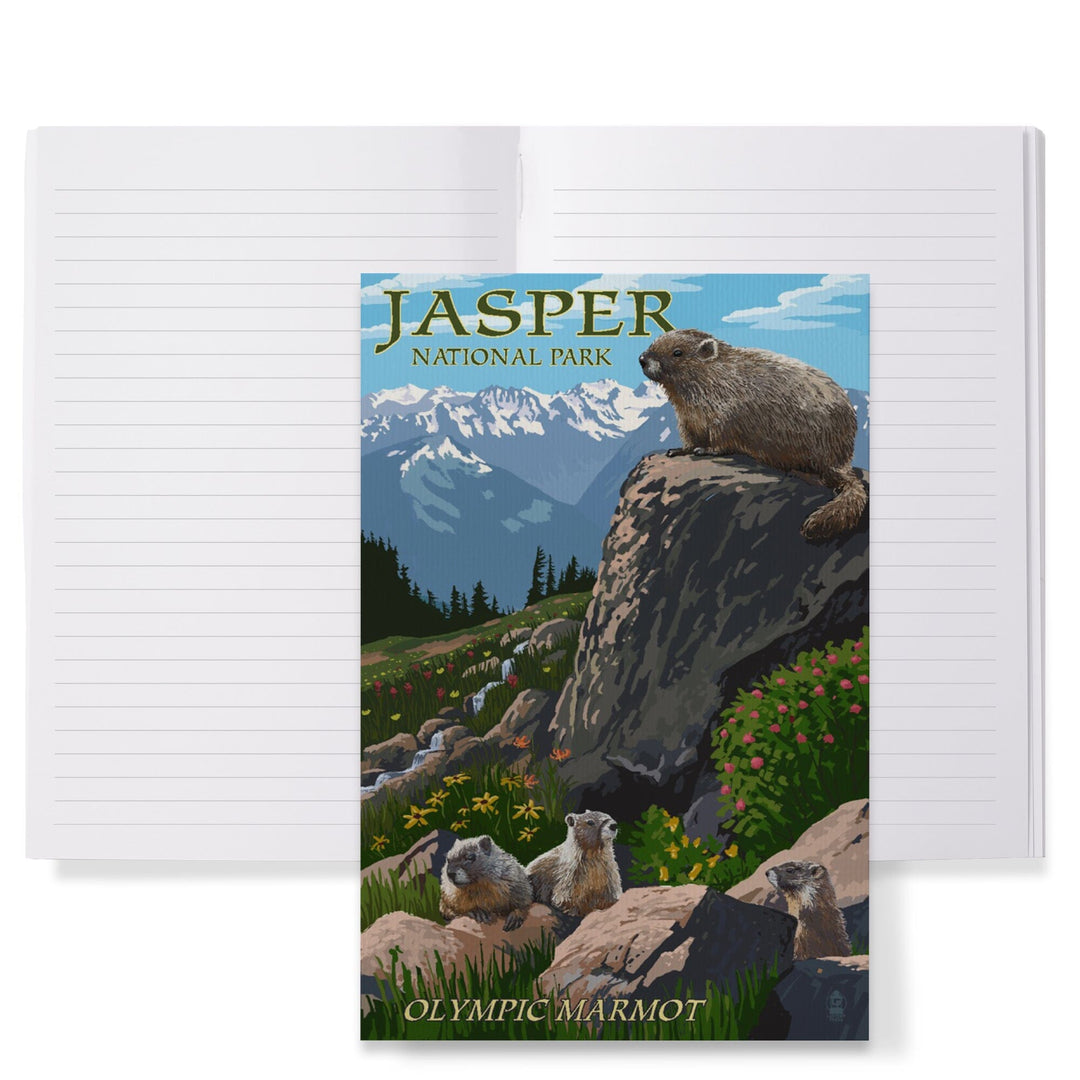 Lined 6x9 Journal, Jasper National Park, Canada, Olympic Marmots, Lay Flat, 193 Pages, FSC paper Home Lantern Press 