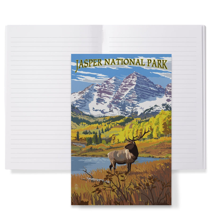 Lined 6x9 Journal, Jasper National Park, Maroon Bells and Elk, Lay Flat, 193 Pages, FSC paper Home Lantern Press 