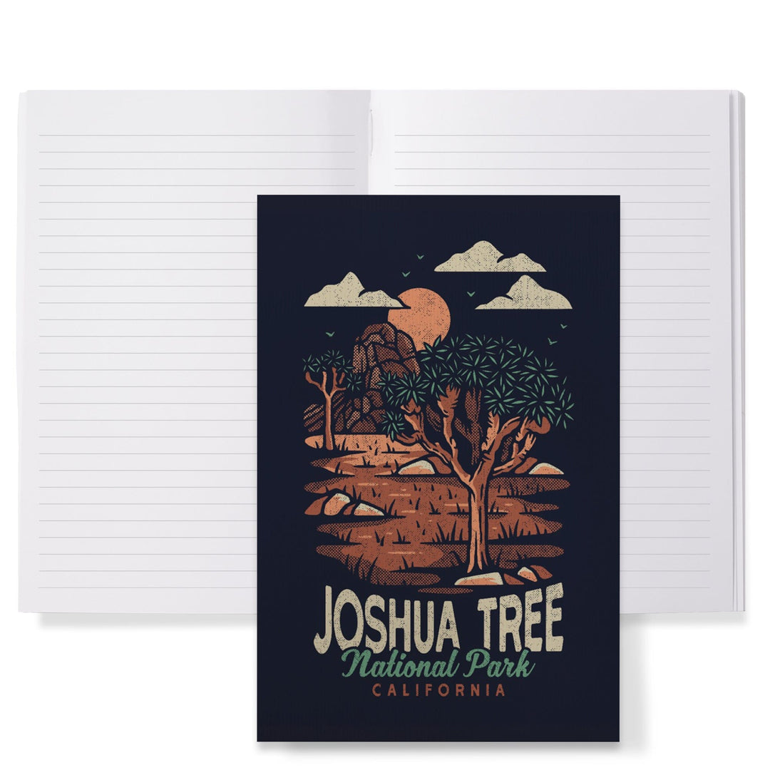 Lined 6x9 Journal, Joshua Tree National Park, California, Distressed Vector, Lay Flat, 193 Pages, FSC paper Home Lantern Press 