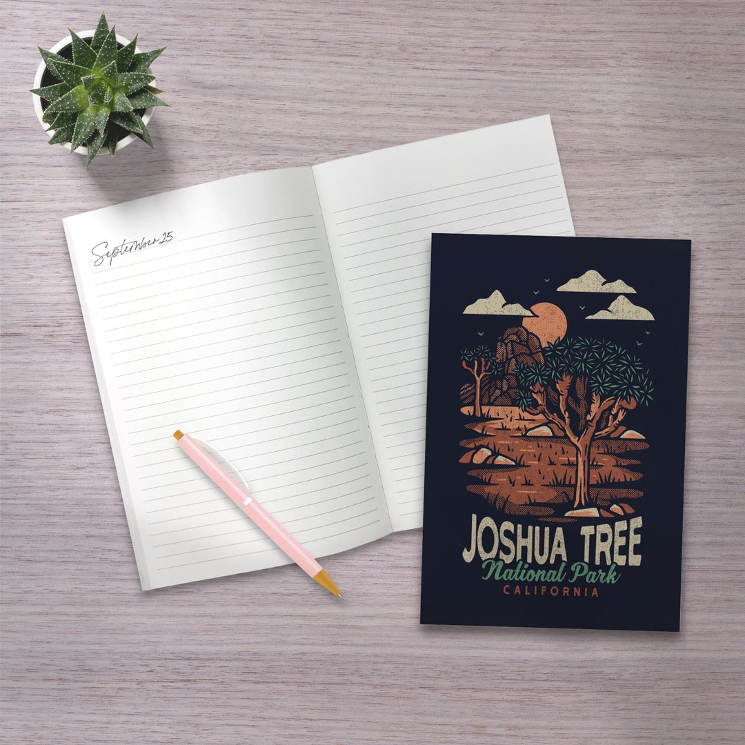 Lined 6x9 Journal, Joshua Tree National Park, California, Distressed Vector, Lay Flat, 193 Pages, FSC paper Home Lantern Press 