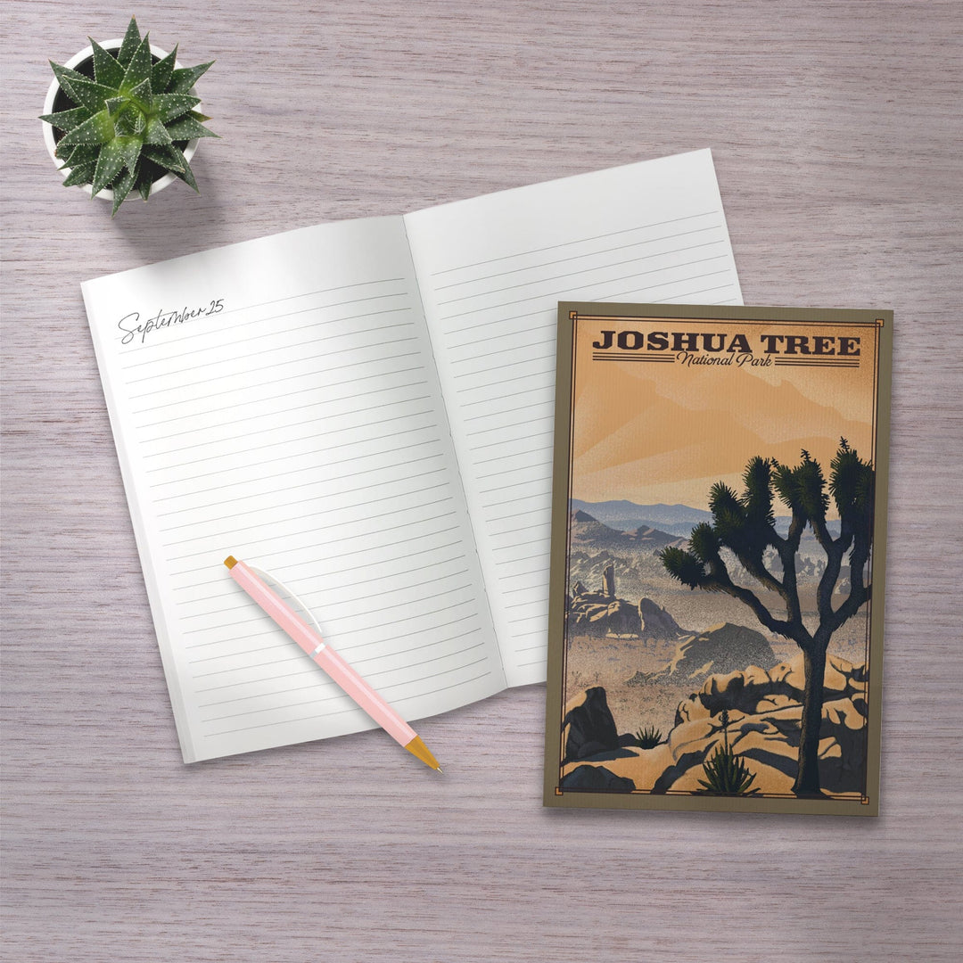 Lined 6x9 Journal, Joshua Tree National Park, California, Lithograph National Park Series, Lay Flat, 193 Pages, FSC paper Home Lantern Press 