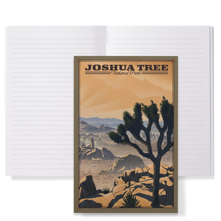 Lined 6x9 Journal, Joshua Tree National Park, California, Lithograph National Park Series, Lay Flat, 193 Pages, FSC paper Home Lantern Press 