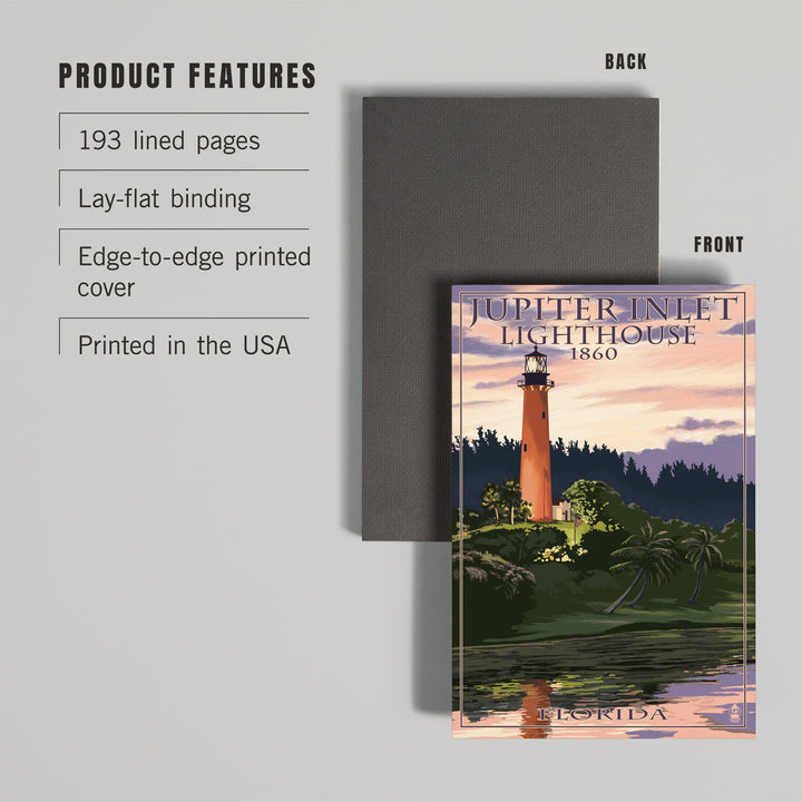 Lined 6x9 Journal, Jupiter, Florida, Jupiter Inlet Lighthouse, Sunset, Lay Flat, 193 Pages, FSC paper Home Lantern Press 