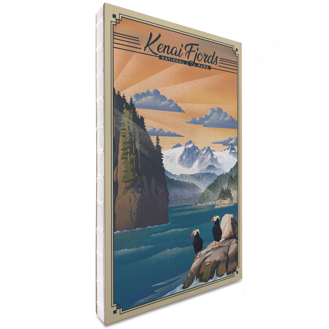 Lined 6x9 Journal, Kenai Fjords National Park, Alaska, Lithograph Park Series, Tufted Puffins, Lay Flat, 193 Pages, FSC paper Home Lantern Press 