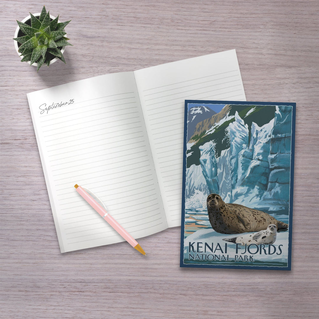 Lined 6x9 Journal, Kenai Fjords National Park, Alaska, Seals and Ice Shelf, Lay Flat, 193 Pages, FSC paper Home Lantern Press 