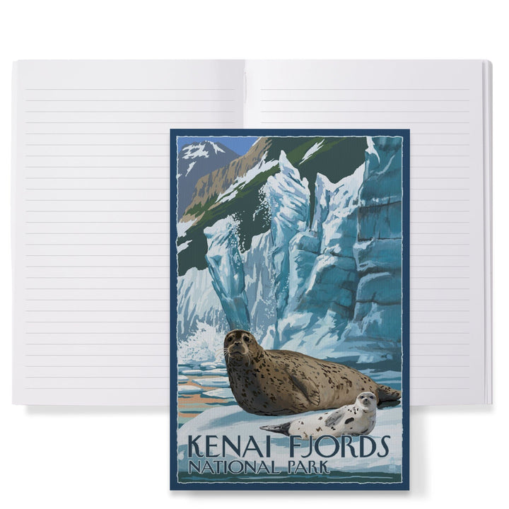 Lined 6x9 Journal, Kenai Fjords National Park, Alaska, Seals and Ice Shelf, Lay Flat, 193 Pages, FSC paper Home Lantern Press 