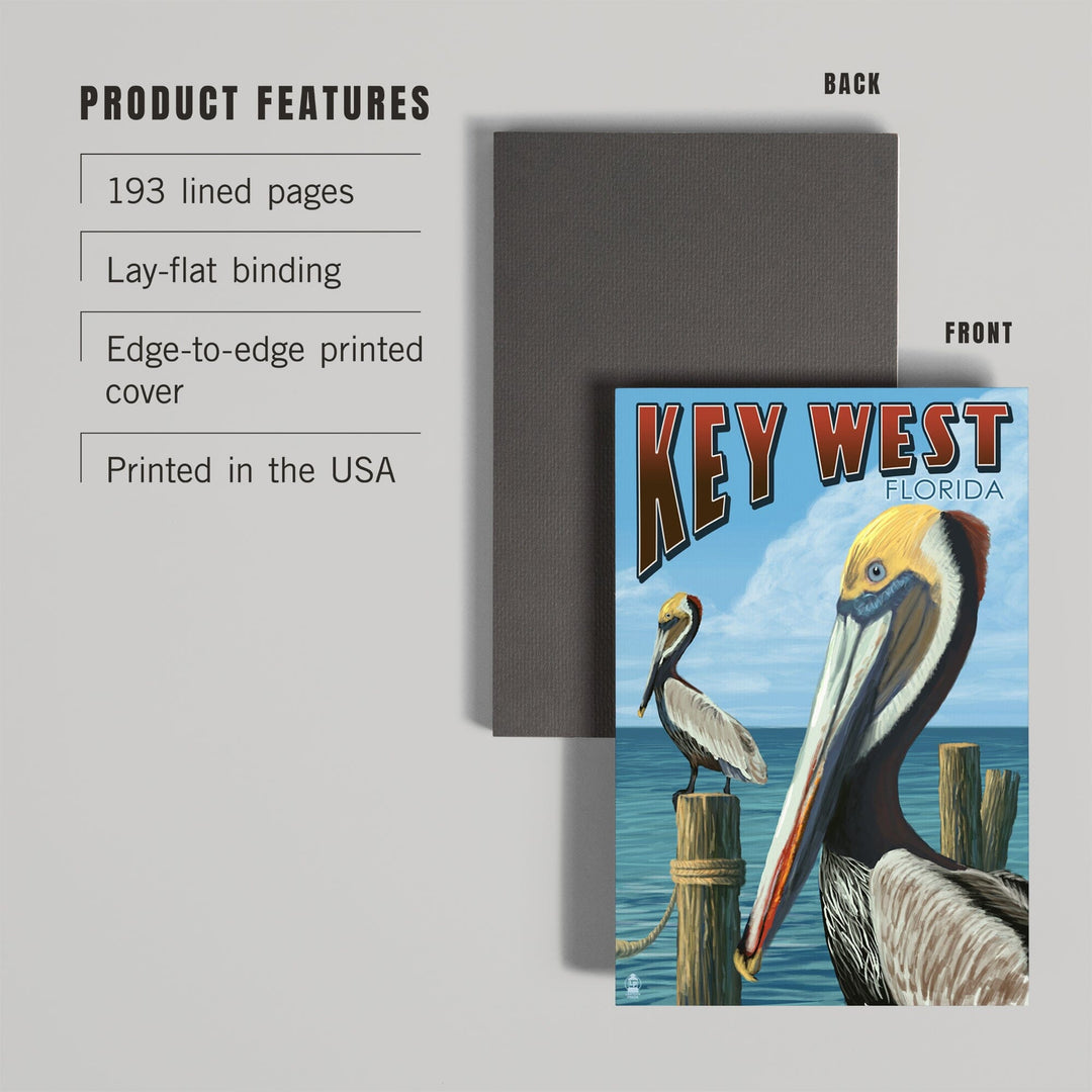 Lined 6x9 Journal, Key West, Florida, Brown Pelican, Lay Flat, 193 Pages, FSC paper Home Lantern Press 