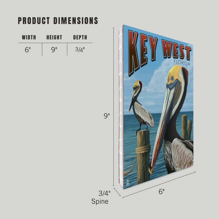 Lined 6x9 Journal, Key West, Florida, Brown Pelican, Lay Flat, 193 Pages, FSC paper Home Lantern Press 