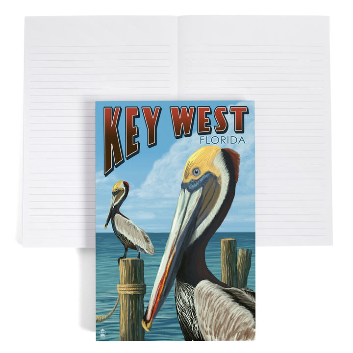 Lined 6x9 Journal, Key West, Florida, Brown Pelican, Lay Flat, 193 Pages, FSC paper Home Lantern Press 