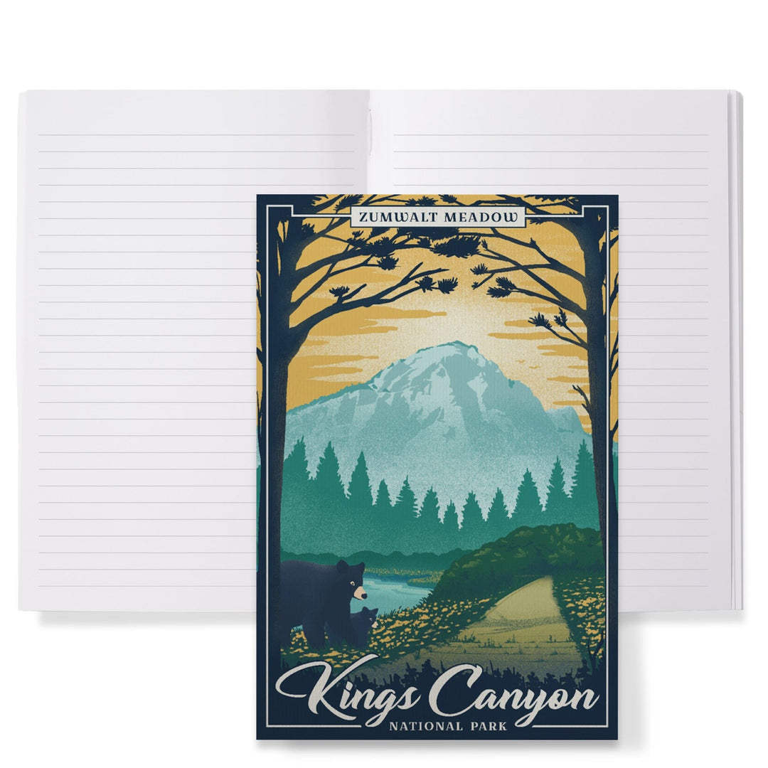 Lined 6x9 Journal, Kings Canyon National Park, California, Lithograph National Park Series, Zumwalt Meadow, Lay Flat, 193 Pages, FSC paper Home Lantern Press 