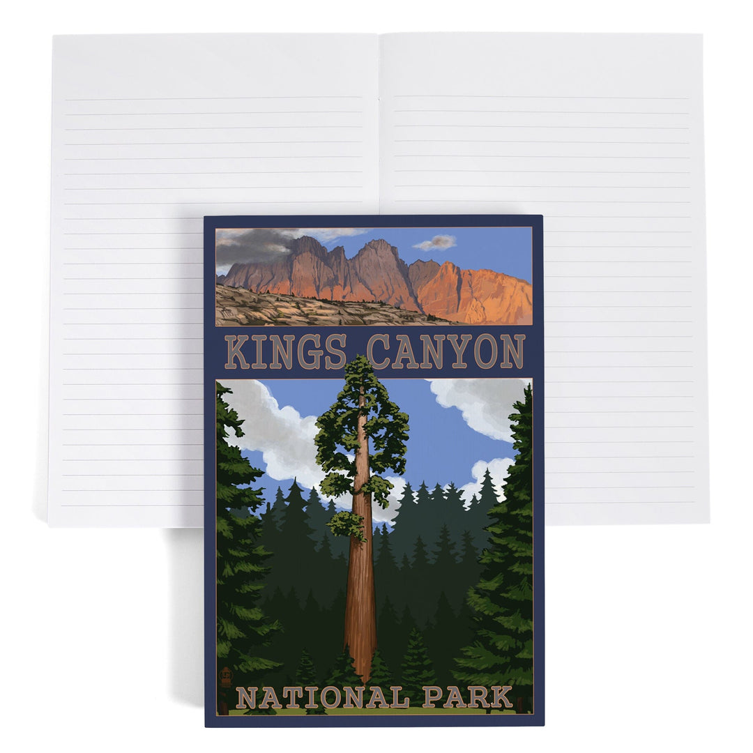 Lined 6x9 Journal, Kings Canyon National Park, California, Sequoia Tree and Mountain Range, Lay Flat, 193 Pages, FSC paper Home Lantern Press 