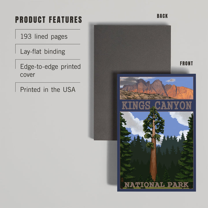 Lined 6x9 Journal, Kings Canyon National Park, California, Sequoia Tree and Mountain Range, Lay Flat, 193 Pages, FSC paper Home Lantern Press 