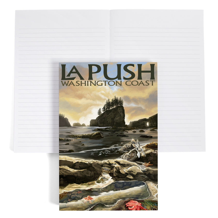 Lined 6x9 Journal, La Push Beach and Motorcycle, Washington, Lay Flat, 193 Pages, FSC paper Home Lantern Press 