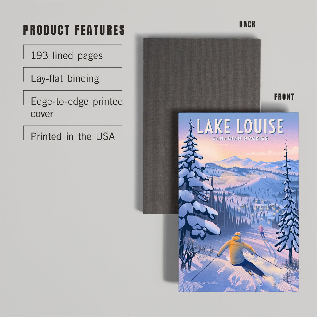 Lined 6x9 Journal, Lake Louise, Canada, Ski for Miles, Skiing, Lay Flat, 193 Pages, FSC paper Home Lantern Press 