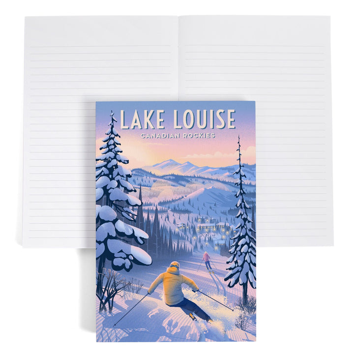 Lined 6x9 Journal, Lake Louise, Canada, Ski for Miles, Skiing, Lay Flat, 193 Pages, FSC paper Home Lantern Press 