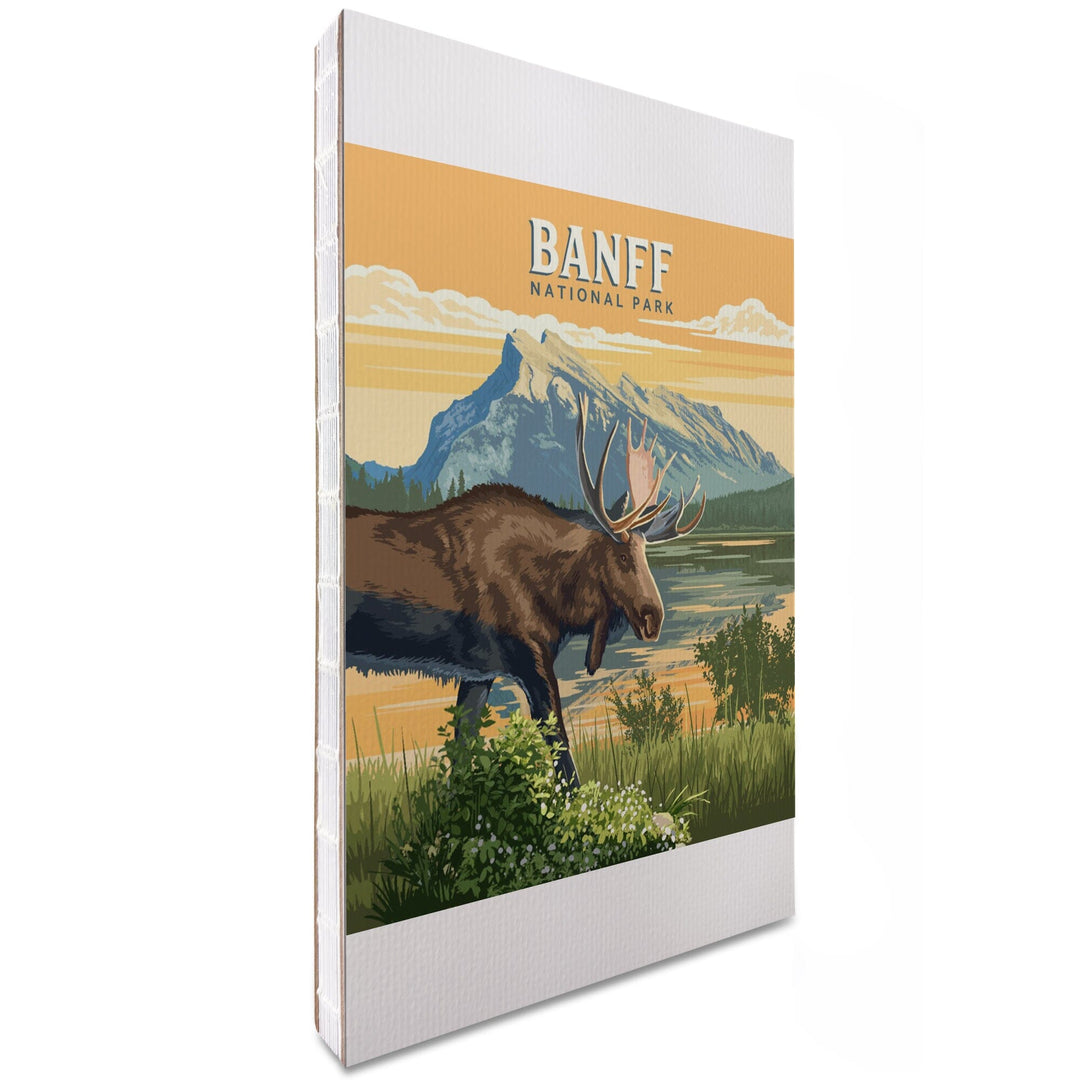 Lined 6x9 Journal, Lake Minnewanka, Canada, Banff National Park, Moose, Painterly, Lay Flat, 193 Pages, FSC paper Home Lantern Press 