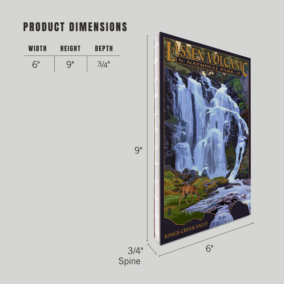 Lined 6x9 Journal, Lassen Volcanic National Park, California, Kings Creek Falls, Lay Flat, 193 Pages, FSC paper Home Lantern Press 