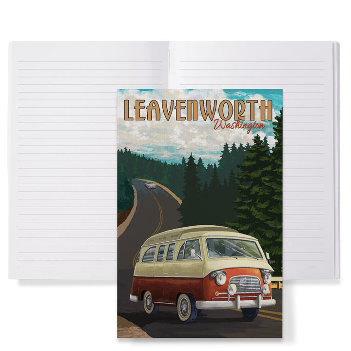 Lined 6x9 Journal, Leavenworth, Washington, Camper Van, Evergreens, Lay Flat, 193 Pages, FSC paper Home Lantern Press 