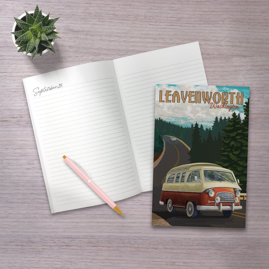 Lined 6x9 Journal, Leavenworth, Washington, Camper Van, Evergreens, Lay Flat, 193 Pages, FSC paper Home Lantern Press 