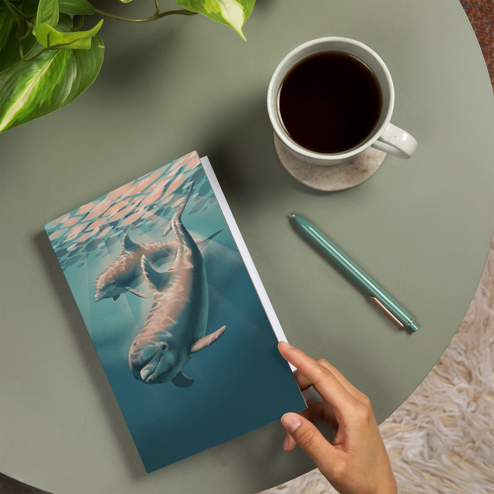 Lined 6x9 Journal, Lithograph, Bottlenose Dolphin, Lay Flat, 193 Pages, FSC paper Home Lantern Press 