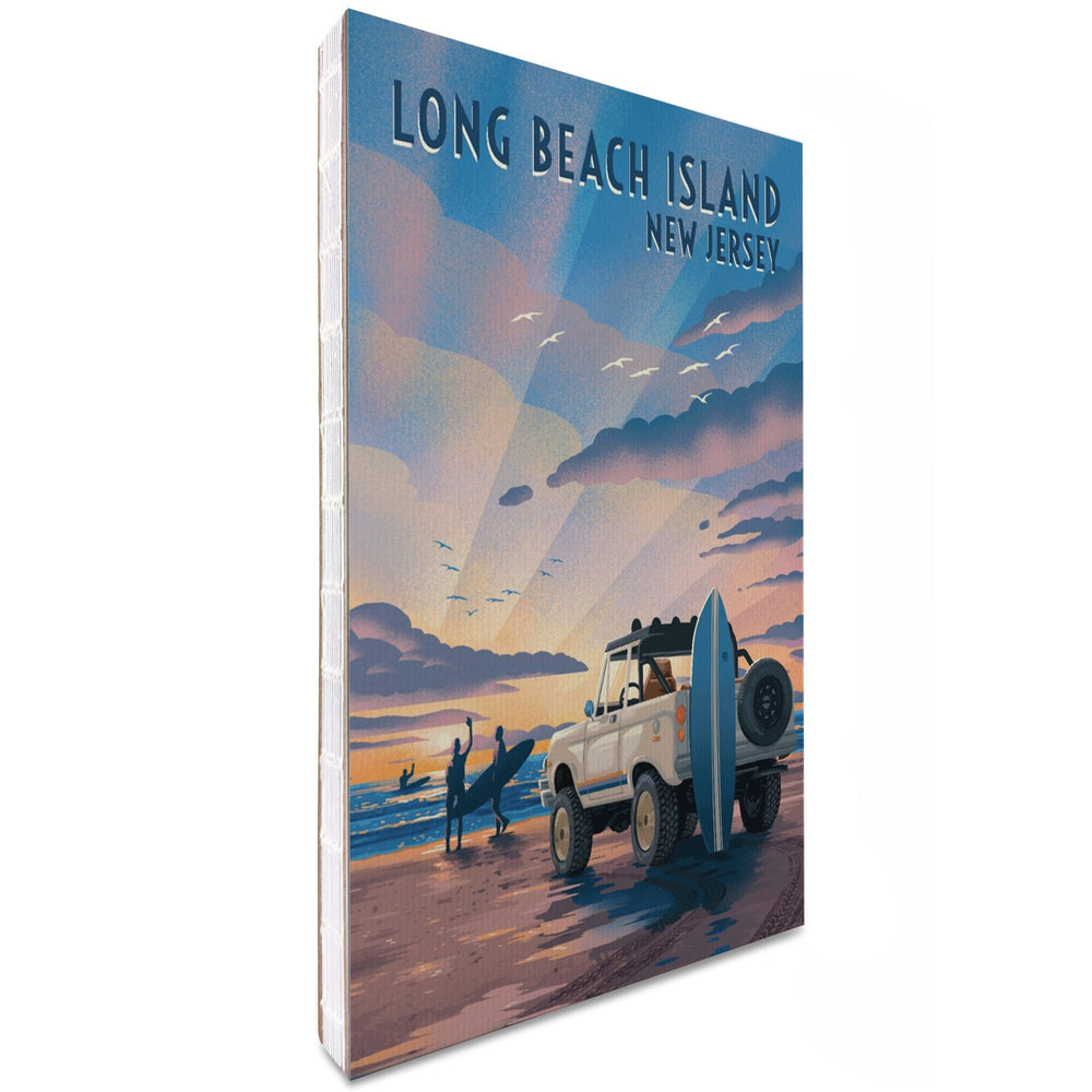 Lined 6x9 Journal, Long Beach Island, New Jersey, Beach Lithograph, Lay Flat, 193 Pages, FSC paper Home Lantern Press 