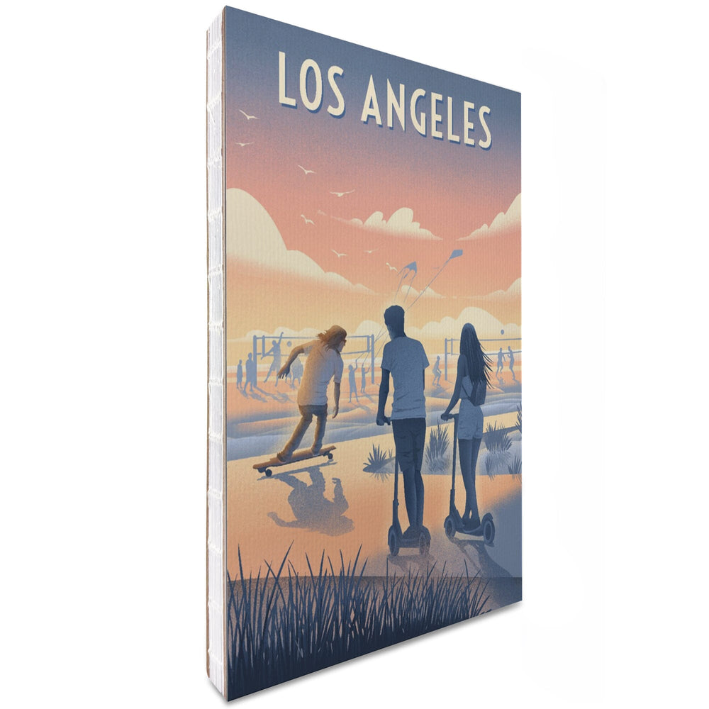 Lined 6x9 Journal, Los Angeles, California, Lithograph, Enjoy the Ride, Longboards and Scooters, Lay Flat, 193 Pages, FSC paper Home Lantern Press 