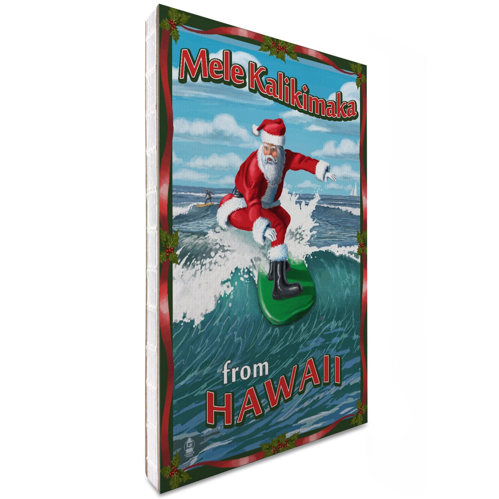 Lined 6x9 Journal, Merry Christmas from Hawaii, Santa Surfing, Lay Flat, 193 Pages, FSC paper Home Lantern Press 