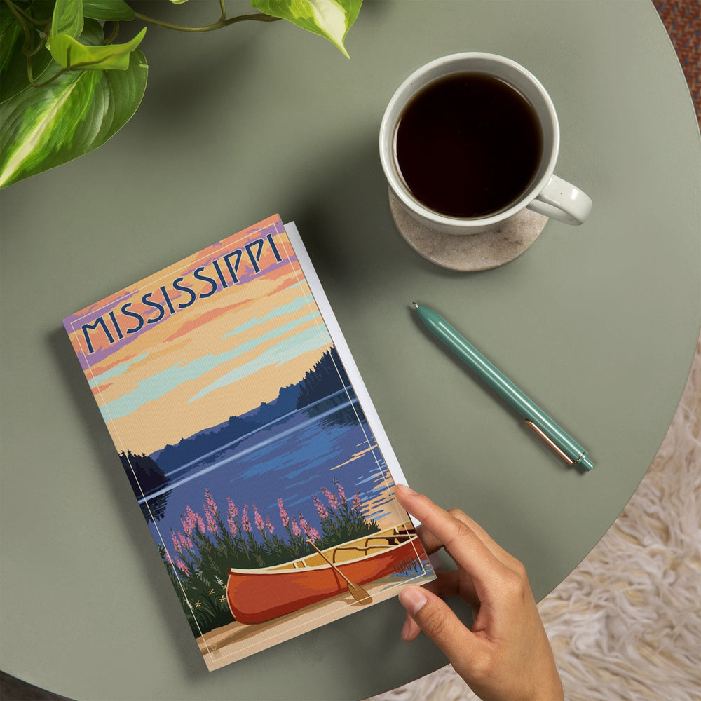 Lined 6x9 Journal, Mississippi, Canoe and Lake, Lay Flat, 193 Pages, FSC paper Home Lantern Press 