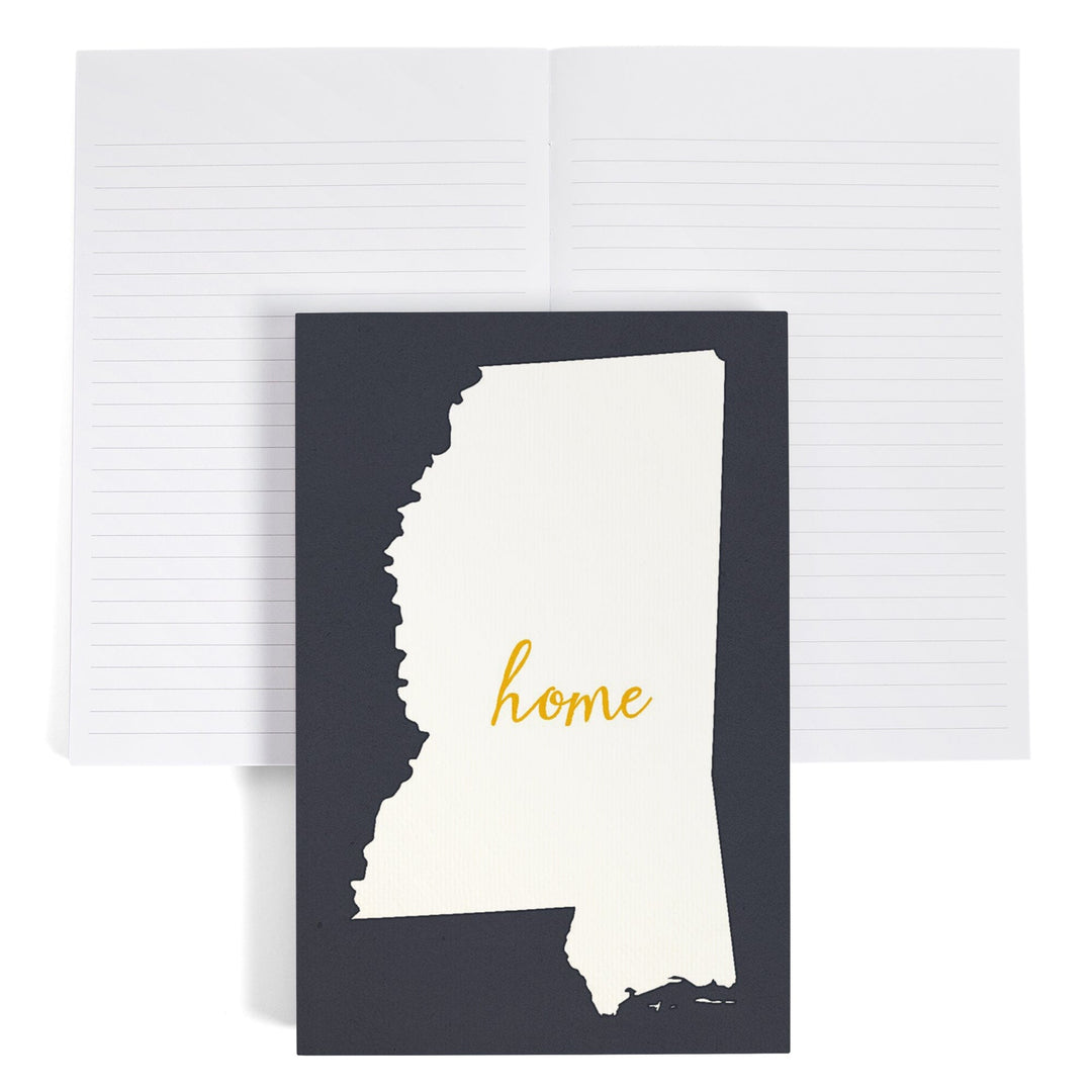 Lined 6x9 Journal, Mississippi, Home State, White on Gray, Lay Flat, 193 Pages, FSC paper Home Lantern Press 