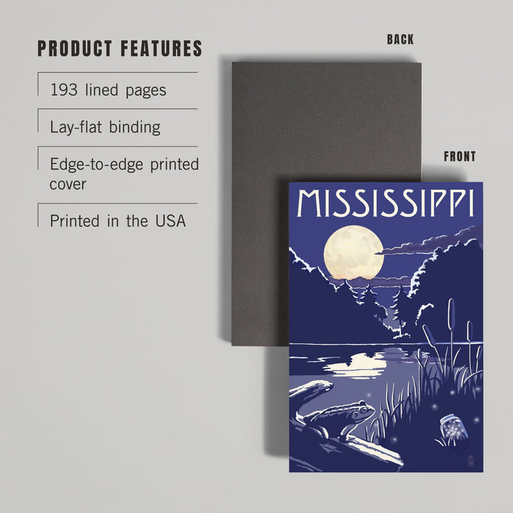 Lined 6x9 Journal, Mississippi, Lake at Night, Lay Flat, 193 Pages, FSC paper Home Lantern Press 