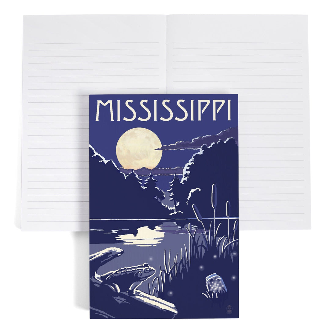 Lined 6x9 Journal, Mississippi, Lake at Night, Lay Flat, 193 Pages, FSC paper Home Lantern Press 