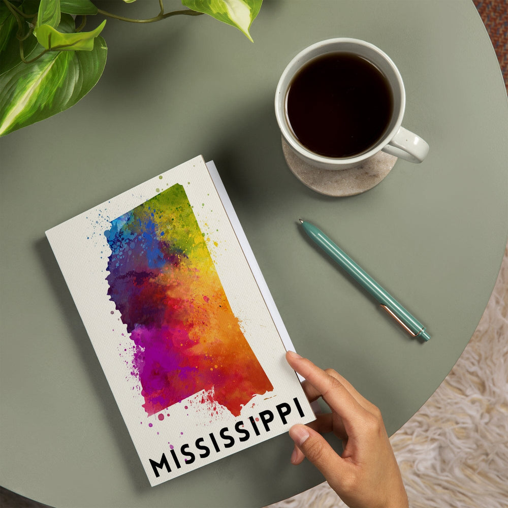 Lined 6x9 Journal, Mississippi, State Abstract Watercolor, Lay Flat, 193 Pages, FSC paper Home Lantern Press 