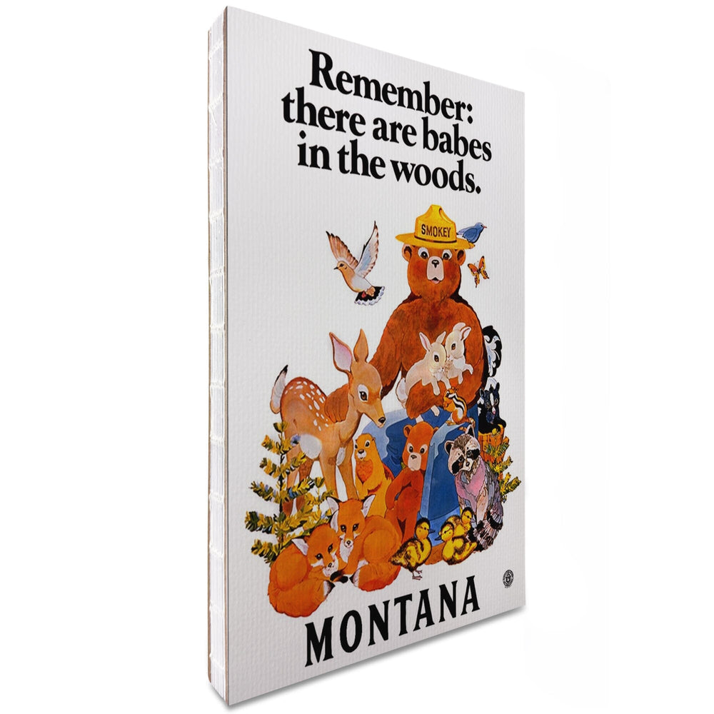 Lined 6x9 Journal, Montana, Smokey Bear, Babes in the Woods, Lay Flat, 193 Pages, FSC paper Home Lantern Press 