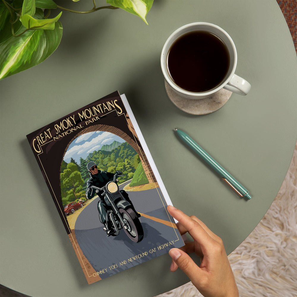 Lined 6x9 Journal, Motorcycle and Tunnel, Great Smoky Mountains National Park, TN, Lay Flat, 193 Pages, FSC paper Home Lantern Press 