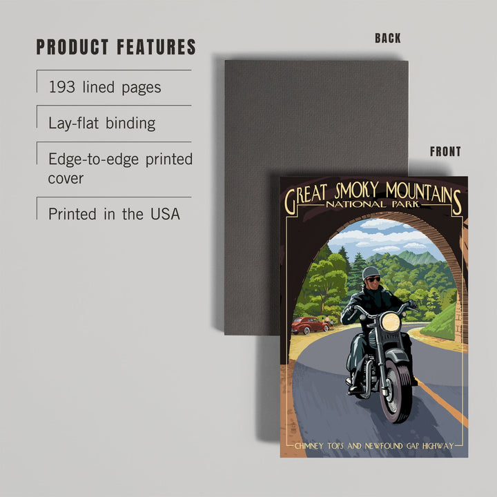 Lined 6x9 Journal, Motorcycle and Tunnel, Great Smoky Mountains National Park, TN, Lay Flat, 193 Pages, FSC paper Home Lantern Press 