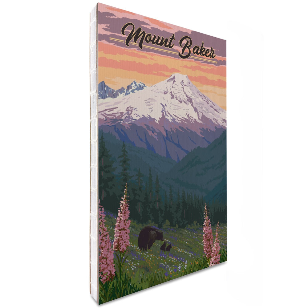 Lined 6x9 Journal, Mount Baker, Washington, Bears and Spring Flowers, Lay Flat, 193 Pages, FSC paper Home Lantern Press 