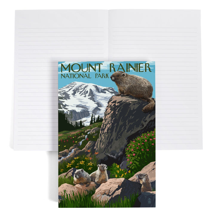 Lined 6x9 Journal, Mount Rainier National Park, Washington, Marmots, Lay Flat, 193 Pages, FSC paper Home Lantern Press 