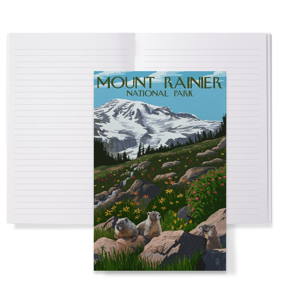 Lined 6x9 Journal, Mount Rainier National Park, Washington, Meadow and Marmots, Lay Flat, 193 Pages, FSC paper Home Lantern Press 