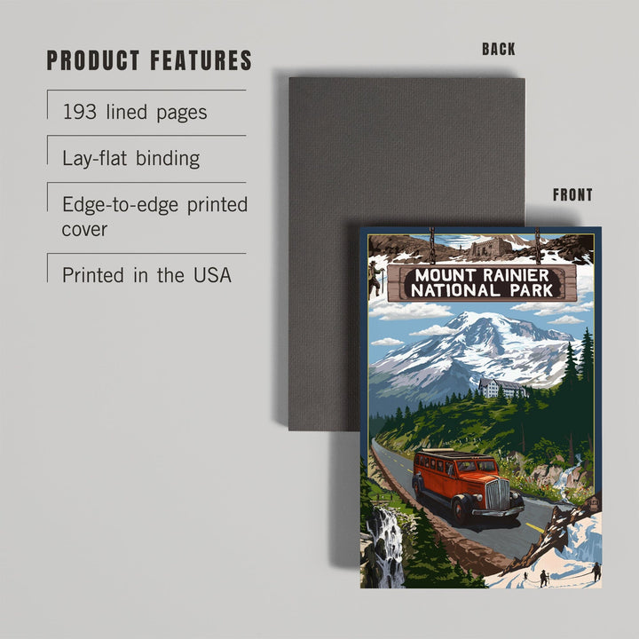 Lined 6x9 Journal, Mount Rainier National Park, Washington, Montage, Lay Flat, 193 Pages, FSC paper Home Lantern Press 